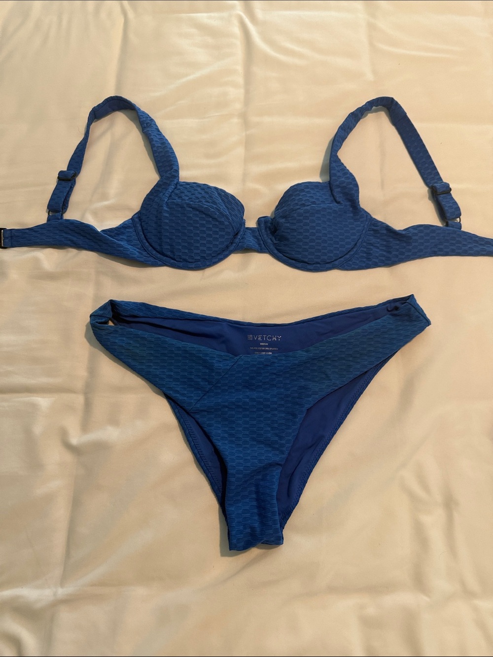 Vetchy size small top and medium bottom Navy Blue Bikini Set - Women Swim